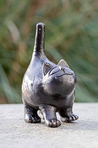 IDYL Bronze-Skulptur Katze | 14x7x10 cm | Katze Tierfigur aus Bronze handgefertigt | Gartenskulptur oder Wohnbereich-Dekoration | Hochwertiges Kunsthandwerk | Wetterfest