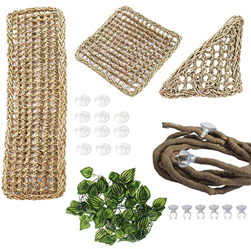 PINVNBY Bartagamen, Hängematte, Eidechse, natürliches Seegras, für Reptilien, Aquarium, Zubehör, Dschungel, Kletterreben, Flexible Blätter, Dekoration für Klettern, Chamäleon, Gecko, Schlangen