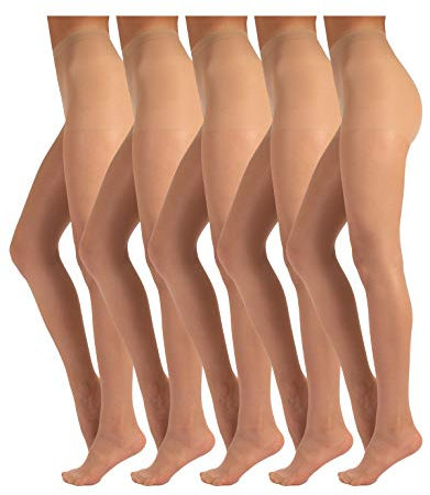TEXAS PACK 5 PARES Medias Veladas, Medias Transparentes, Leotardos Mujer, Leotardos 20 DEN | Natural, Negro | S, M, L, XL | Made in Italy (XL, Natural)