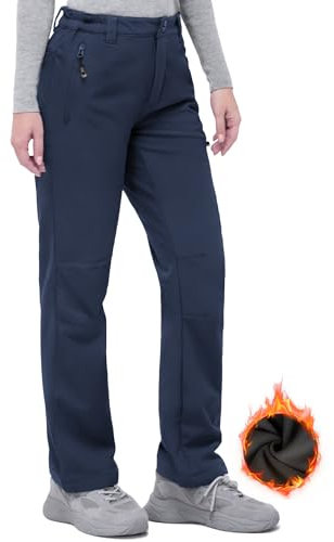 33,000ft Outdoorhose Damen Wanderhose Wasserdicht Softshellhose Winter Ski Hosen Warm Gefüttert Arbeitshose Snowboardhose Winddicht Trekkinghose Blau 36/29L