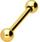 PIERCINGLINE Titan Barbell 2 KUGELN Piercing Stab Zunge Brust Intim Ohr Goldfarben 3 x 1,2 x 14 mm