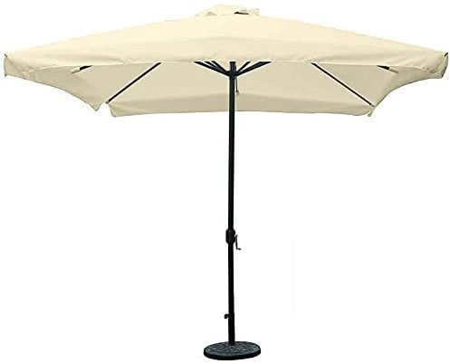 BAKAJI Parasol de jardin 3 x 3 m, poteau central en acier, structure 8 baleines avec fermeture à roulette, système Air Vent, ameublement extérieur, piscine, jardin, terrasse, pièces extérieures, beige