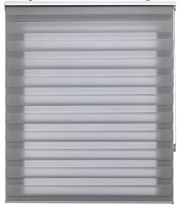 PUR LINE | Estor Enrollable Noche y Día Tamaño Ancho x Alto 130X180 – Estores Noche y Día Tamaño Tela 130X180 Instalación Pared o Techo - Panel Noche y Día Color Gris