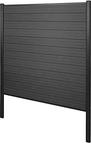Mendler WPC-Sichtschutz Sarthe, Windschutz Zaun, Alu-Pfosten zum Einbetonieren, Basiselement 190cm - anthrazit