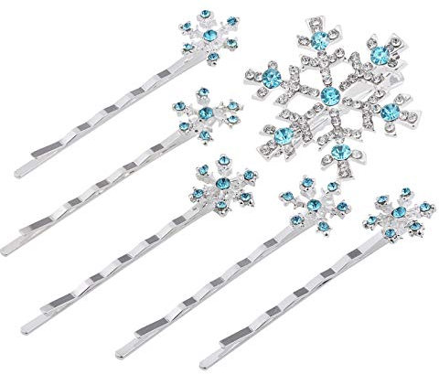 Minkissy Haarspangen Aus Metall Für Damen Schneeflocke Haarspangen 6 Stücke Schnee Bobby Pins Strasssteine ??Hochzeit Haarklammern Barrettes Haarschmuck Strass Bobby Haarnadeln