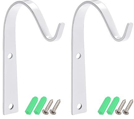 sourcing map Ganchos de pared de hierro para colgar 4 pulgadas, uso en interiores y exteriores para colgar faroles, plantas y luces (blanco, paquete de 2)