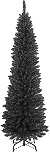 BPIL Large New Slim Christmas Tree Pencil Green Xmas 5/6/7 Ft Branch Tips With Ideal Metal Stand (6ft Tips 700 BLACK)