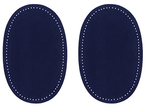 ZUPAYIPA 2Pcs Sew-On Fabric Oval Elbow Knee Patches Sweater Trousers Repair Patches Craft Supply Sewing Appliques (Suede Fabric,Blue)