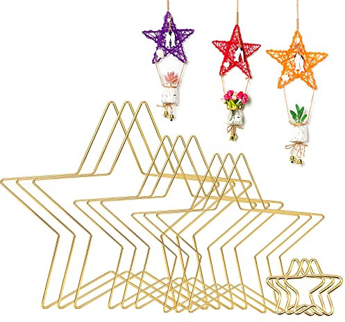 Yuragim Gold Metallring Kranz, 12 Stück 4 Größen Metallringe Hochzeitskranz zum Basteln Hängend Trockenblumen Kranz Makramee Hoops Ringe Basteln für Traumfänger, Floral Hoop Kranz DIY Hochzeit Dekor