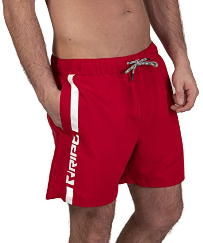 RIPT Men's Swim Shorts Quick Dry UV 50, Red/White, XXL
