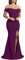 YMDUCH Robe de soirée Longue à épaules dénudées pour Femme, Violet, Taille XL