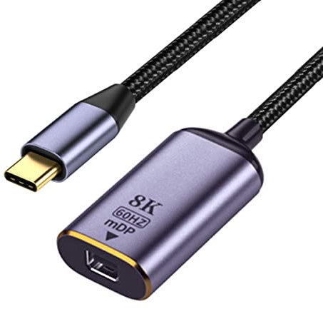 CY Adaptateur USB C vers Mini Displayport, USB 4 Type C Source vers Mini DP Displayport Femelle Câble Display 8K 60HZ UHD 4K Moniteur Displays Adaptateur