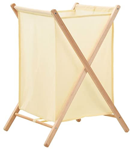 INLIFE Wäschekorb Zedernholz und Stoff Beige 42x41x64 cm