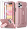 ORETech Designed for iPhone 11 Pro Case, and[2 x Tempered Glass Screen Protectors][Built-in Kickstand] Military Grade Shockproof Full Body Protective Silicone TPU Bumper Cover iPhone 11 Pro -Rose Gold
