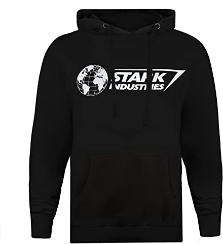 Cotton Soul Marvel Stark Industries Iron Man Mens Hoodie, Black, Large