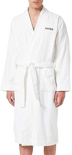 HUGO Long Terry Robe With Embroidered Logo Peignoir long en tissu éponge avec logo brodé Homme