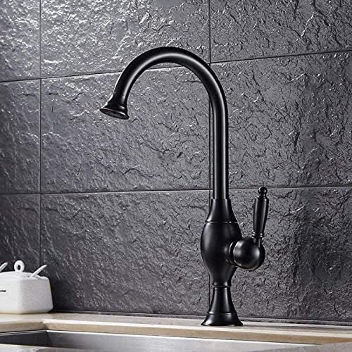 Einhandgriff um 360 ° drehbar, kompatibel mit Doppelwaschtisch-Warm- und Kaltwasserhähnen aus schwarzem Messing, Spültischarmatur, Waschtisch-Mischbatterie, leicht zu reinigen