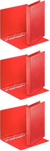 Esselte 4 Ring Binder 3 Pack, PP, Holds up to 190 Sheets, A4, Red