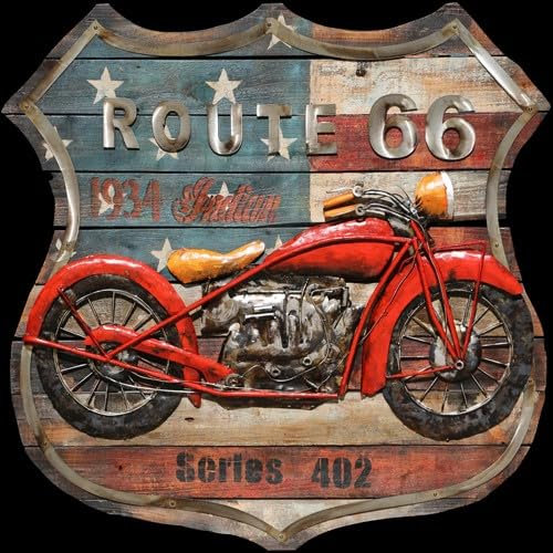 Varilando 3-D Bilder indoor handgefertigt Metall diverse Motive und Größen nostalgisch vintage (3D Metallbild Route 66 (99 x 98,3 x 8 cm)