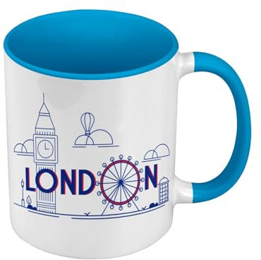 Mug de Couleur Qualité Premium Bleu - London Londres Angleterre Luxe Style - Tasse avec anse et intérieur de couleur