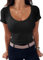 TrendiMax Womens Short Sleeve Scoop Neck Tee Shirts Ladies Fitted Casual Summer Tunic Tops Black