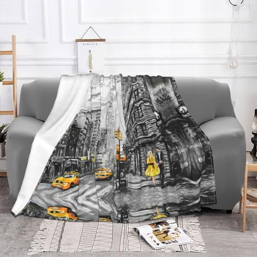 Love From New York Fleecedecke – Mikrofaser-Fleece-Decken für Sofa, Bett, Couch und Reisen, 127 x 101 cm
