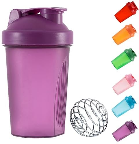 KANGSIT Protein Shaker Bottle 400ml with Stainless Steel Mixing Ball, BPA- and DEHP- free, Leakproof Flip On Lid, Odourless, Temperature Safe, Dishwasher Safe