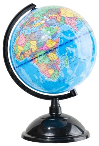 Globo Terráqueo 20cm Mapa Politico Español Globo Educativo Girable 360º Cartografia para Niños y Adultos Decoración de Escritorio Material Escolar