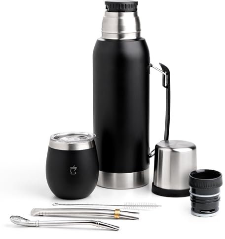 BARGRIN Kit Mate Argentino - Mate Argentino - Kit Mate - Yerba Mate - Mate Bombilla - Productos Argentinos - Negro