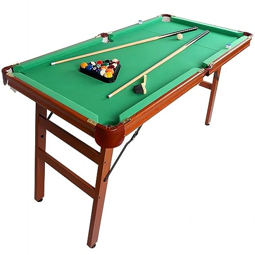 HLC 5FT Folding Kids Pool Snooker Billiards Table Games Table With Balls Gifts For Kids Adult Green 140 * 74.3 * 80.3CM