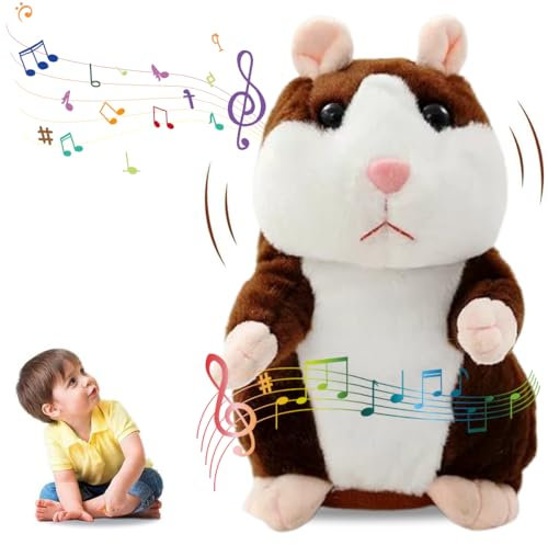 Giocattolo per Criceto Parlante, Funmo Criceti Ripetuti Talking di Peluche Elettronici, 16 cm Divertenti Giocattoli di Peluche, Giocattolo Prescolare, Regalo di Compleanno