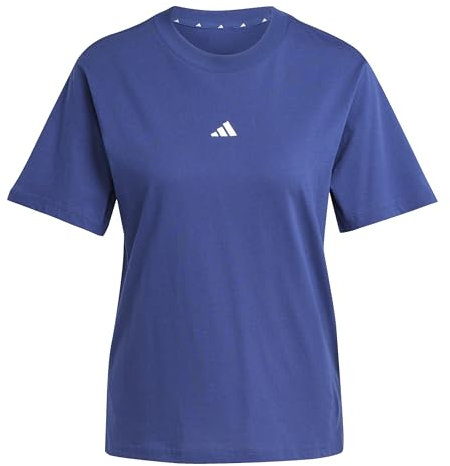 adidas Donna Essentials Small Logo Cotton T-Shirt, Dark Blue/White, L