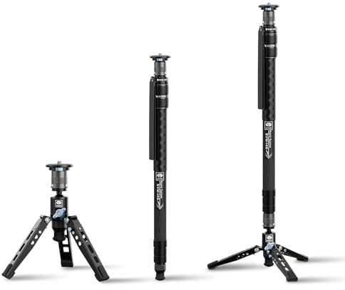 SIRUI SVM-145 Camera Monopod with Feet for Photography, 145cm Carbon Fibre Camera Monopod with Removable Tripod Stand Base, for DSLR, Camcorder, Max Load 10kg