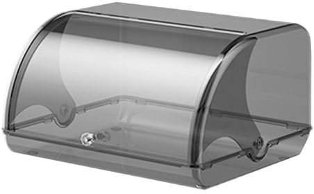 KESOTO Bread Keeper Bread Bin Holder for Countertop with Roll up Lid Bread Organizer Bread Box, clear grey