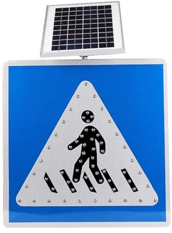 Mavcobo Panneau - Attention Piétons | Panneau carré réfléchissant en Aluminium de qualité Technique de 60 cm/23,6 po Panneaux Lumineux de sécurité routière(60cm/23.6in)