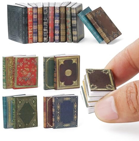 Odoria Puppenhaus Bücher Wichtel Miniatur: 24Stk 1/12 Maßstab Notizbuch Vintage für Bibliothek Büro Schule Viktorianisch - Mini Schulbedarf Antik Retro Papier DIY, Stil A