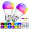 2 Lampadine LED Multicolore Dimmerabili E27, Lampadina a Cambio Colore G45 Da 5W Con Telecomando, Lampadine RGB+Bianco Caldo a Basso Consumo per Illuminazione D'atmosfera