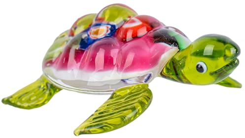 CRISTALICA Glasfigur Schildkröte Bunt/Transparent Breite ca. 6,4cm Handarbeit