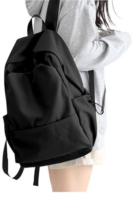 HYC00 School Bag for Girls School Backpack Womens Causal Travel Rucksack for Teenager Girls Boys 15.6 Inch Laptop Backpack Lightweight College Bookbag Daypack Work Bag for Women Men,Black L