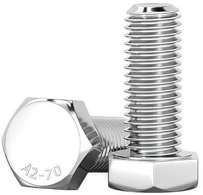 Drenky M8 x 50mm Boulons Hexagonaux Acier Inoxydable A2 V2A Vis à Tête Hexagonale DIN 933 Vis Inox M8 Boulon pour Automobile et Machinerie, Argent, 10 Pièces