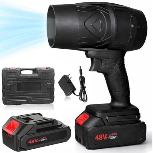 Mini Soffiatore d'Aria a Batteria Portatile Senza Fili con 2 Batterie da 48 V, Caricabatterie e Valigetta per Trasporto, Ideale per la Pulizia di Casa, Giardino, Tastiere, Ufficio, Polvere e Neve