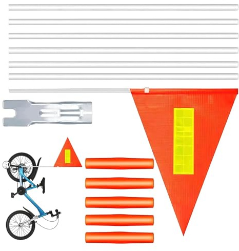Oxxggkao 13er Pack Fahnenmasten, Fahrradanhänger Flagge, Fahrradflaggen, reißfeste Wassersicherheitsflaggen für Kinder, Radfahrer, Motorräder, Anhänger Sicherheitsflagge