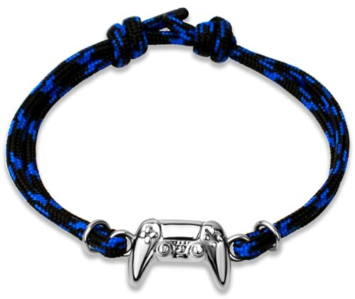 Ernestine - Bracelet gamer manette playstation - bracelet acier inoxydable et cordon réglable - idée cadeau joueur console de jeu PS5 - cadeau d'anniversaire gamer - Noël, fête des pères, papa