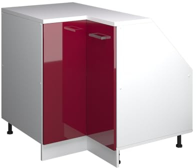 Vicco Eck-Küchenschrank für Dachschrägen R-Line, Rot Hochglanz, 75.6 cm