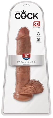 King Cock 10 Cock with Balls, Tan, 25,5 cm