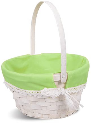 2 Pcs Easter Egg Hunt Gift Basket for Kids, Pink Wicker, Flower Crafts (Green)