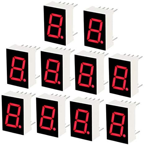 sourcing map Common Anode 10 Pin 1 Bit 7 Segment 0.75 x 0.5 x 0.31 Inch 0.5 Red LED Display Digital Tube 10pcs