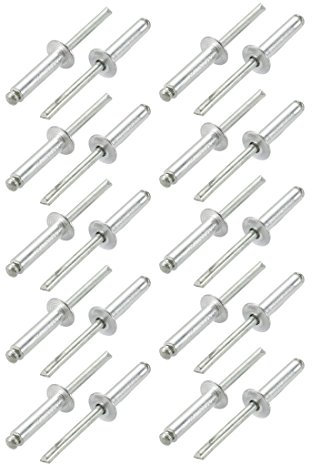 sourcing map 20Stk.Aluminum/Stahl Offenes Ende Blind Nieten 6mm x 25mm