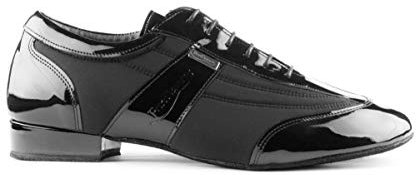 Portdance Herren Tanzschuhe PD024 Pro - Lack/Lycra Schwarz - Normalweite - 2 cm Standard [EUR 45]
