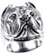 OAKKY Herren Jahrgang Gotisch Pitbull Bulldogge Mops Hund Kopf Biker Ring aus Edelstahl Tier Charme Punk Hip Hop Schmuck Silber Größe 70 (22.3)